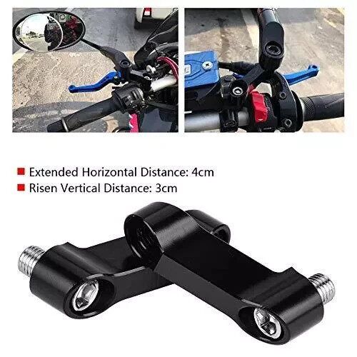 Mirror Adapter 10mm 8mm Motorcycle Rearview Mirror Adapter Kit Riser Mount Ex... - Picture 2 of 7
