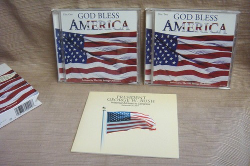 GOD BLESS AMERICA 2 CD Boxed Set 101 STRINGS ORCHESTRA w/Geo W Bush 9/11 Speech - Afbeelding 4 van 6