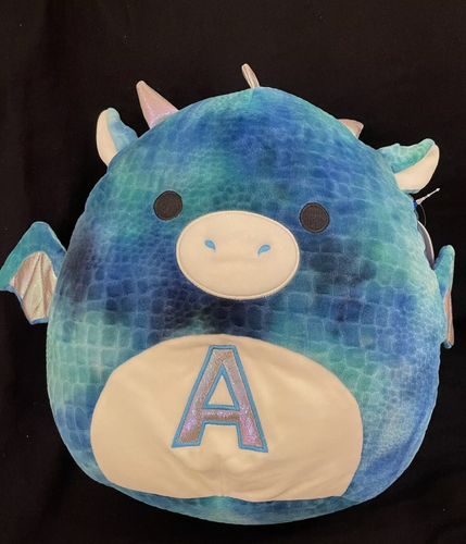 DOMINIC the DRAGON LETTER A Blue Textured 12 inches Squishmallow Plush Tie Dye - Bild 1 von 5