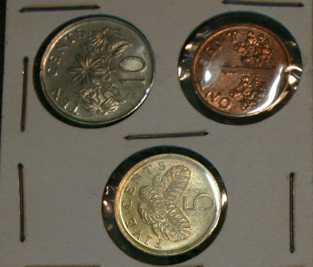 6 VINTAGE COINS SINGAPORE 1,5,10, 20,50 CENTS, 1 DOLLAR (110 6 VINTAGE COINS SINGAPORE 1,5,10, 20,50 CENTS, 1 DOLLAR (110