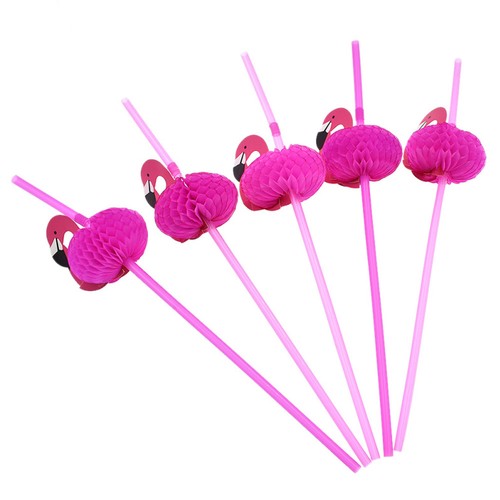10/20/50Pcs Flamingo Cocktail Drinking Straw Hawaiian Party Theme Decoration - Picture 10 of 11