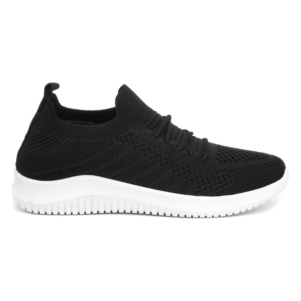 Womens Trainers Black Adults Ladies Lace Up Knitted Size UK 3 4 5