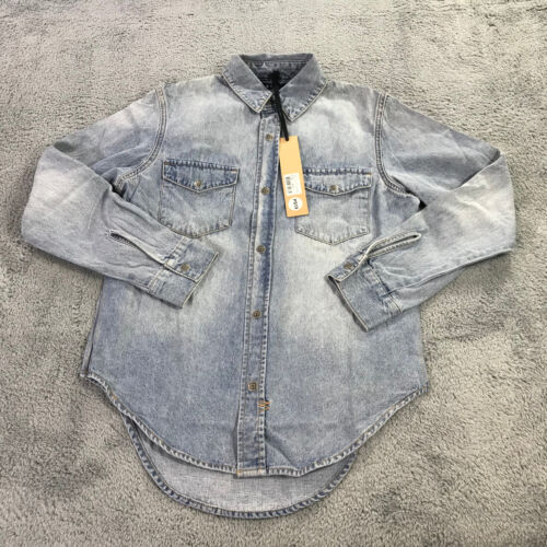 New Ksubi Shirt Mens Small Button Up Denim Shirt Shacket Sirato Blue Casual - Picture 2 of 11