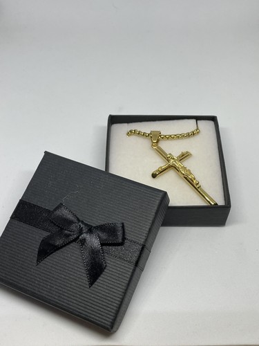 9ct Gold filled Crucifix Jesus Cross Chain Necklace 24" FREE GIFT BOX - 第 6/8 張圖片