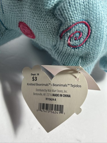 Peluche Dan Dee Elefante Maglia Blu 8" 2010 - Tutto Amore - Nuovo con etichette - Foto 7 di 8