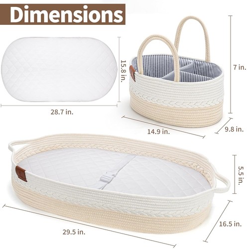 Baby Dresser Changing Basket for Newborns - Moses Basket with Diaper Caddy - Picture 6 of 8