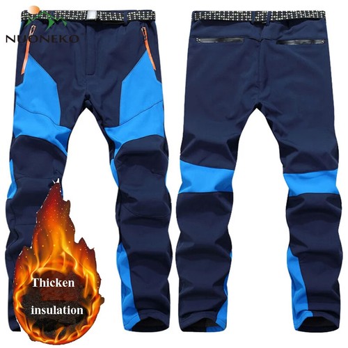 Men Winter Fleece Trekking Pants Outdoor Hike Camping Waterproof Breathable New