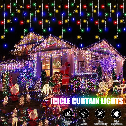 13ft Curtain Icicle Lights Wedding Party LED Fairy Christmas Indoor Outdoor - Bild 32 von 35