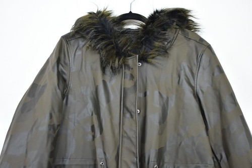 Donna Salyers Womens Camo Anorak Snap Front Coat Faux Fur Trimmed Hoodie 2X - Picture 4 of 11