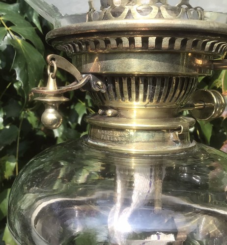 Antique Oil Lamp Hinks No.2 Rise & Fall Burner Drop in Font Hinks Basket - Picture 5 of 10