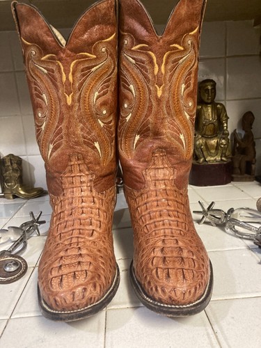 1957 Peanut Brittle Coñac Cuero de Caimán Clásico Rodeo Dance Botas 12 D - Imagen 6 de 20