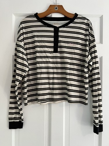 NWOT RVCA Striped Cropped Long Sleeve Shirt Size M - Bild 1 von 6