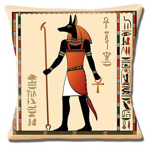 Egyptian God Anubis Cushion Cover 16x16 Inch 40cm Jackal Head Man Ancient Symbol Ebay
