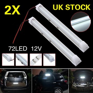 Details About 2x 12v 72 Led Car Interior White Strip Lights Bar Lamp Van Caravan On Off Switch