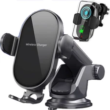 2 IN 1 Wireless Car Charger Fast Charging Mount Automatic Clamping Phone Holder