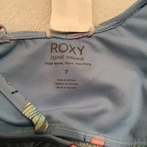 Roxy Girl Flowers Light Blue Floral Swim Top Only Girls Size 7 New Without Tags - Picture 7 of 11