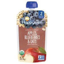 Happy Baby Stage 2 Apple Blueberry Oats Organic 4 oz Pack of 16