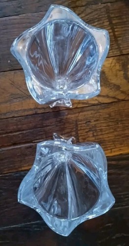 Pair of 10" Tall Glass Crystal Pillar Candlesticks - Picture 3 of 10