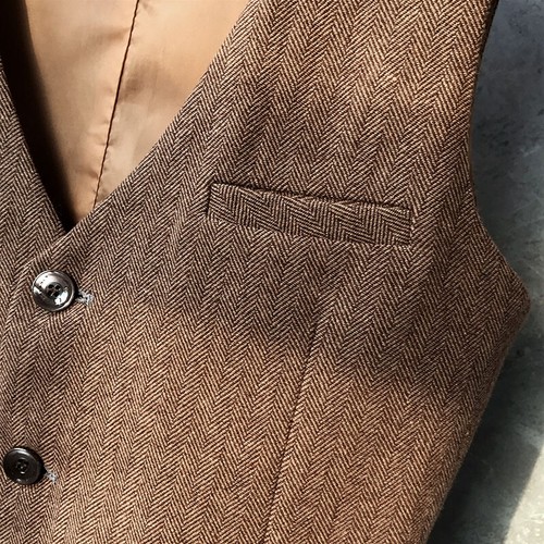 Casual Mens Wool Blend Tweed Vest Waistcoat Button Retro Business Outwear Vests - Picture 3 of 5