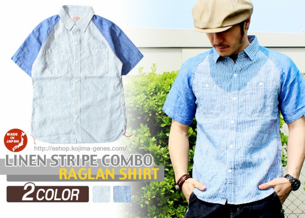 KOJIMA GENES MENS TOPS LINEN STRIPE COMBO RAGLAN SHIRT 2019 CASUAL FROM JAPAN SW KOJIMA GENES MENS TOPS LINEN STRIPE COMBO RAGLAN SHIRT 2019 CASUAL FROM JAPAN SW