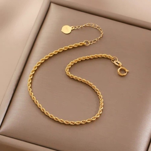 18K Solid Gold Twist Chain Bracelet Beautiful Charm Jewelry 7.1" - Picture 8 of 10