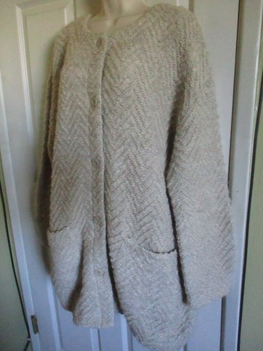 SZ XL Eileen Fisher Chevron Wool Boucle Rough Neck Jacket NWT $498 - Picture 2 of 4