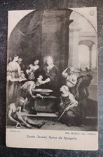 postcard art Murillo Santa Isabel Reina de Hungria painting unposted