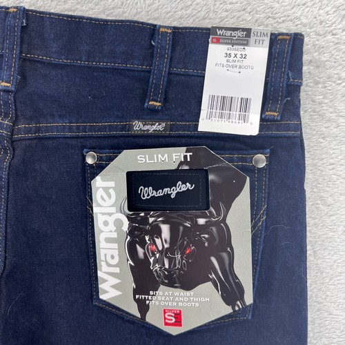 Wrangler Men's Western Cowboy Cut Silver Edition Slim Fit Denim Jeans Sz W35 L32 - Picture 12 of 25