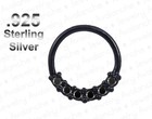18G Sterling Silver Nose Hoop Ring, 8mm Tragus Cartilage Earring 6-Cz Accent