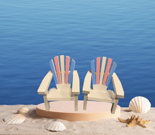 Mini Adirondack Chairs Cake Topper Tablescape Gender Reveal Pink Blue Beach - Picture 8 of 18
