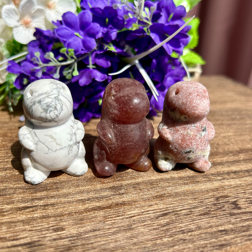 3pc Mixed material dinosaur quartz Crystal carving reiki healing - Picture 2 of 10