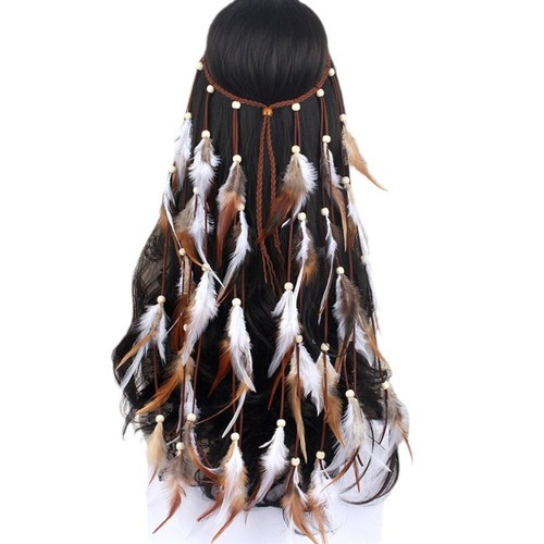 Tassel Feather Headband Adjustable Rainbow Indian Headband Festive - Picture 7 of 16