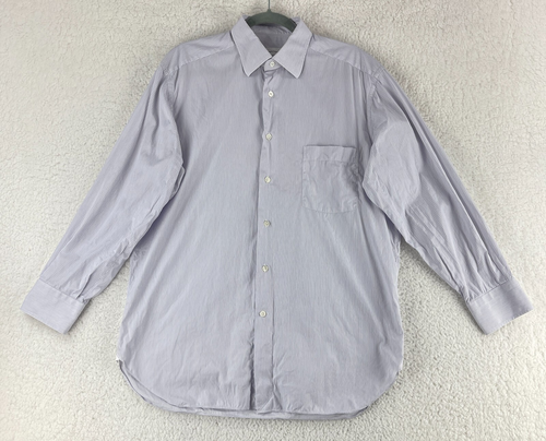 Ermenegildo Zegna blau gestreiftes geknöpftes Herrenhemd bequeme Passform LS Größe Large