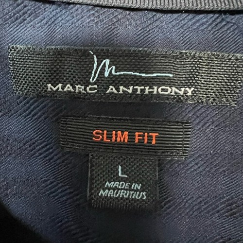 MARK ANTHONY BUTTON DOWN SLIM FIT MEN'S LONG SLEEVE DRESS SHIRT NAVY SIZE LARGE - Picture 8 of 18