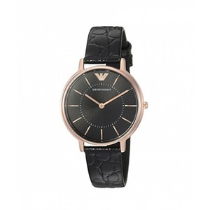 Emporio Armani Ar11064 Black Leather Rose Gold Tone Ladies Watch Ebay