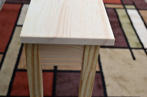 Unfinished 18" Narrow Console Sofa Foyer, Shaker Square Edge Pine Table w/Shelf - Picture 6 of 8