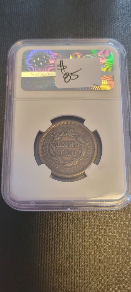 1850 1c N-28 Braided Hair Large Cent - PCGS VF 35 - Image 2 of 2