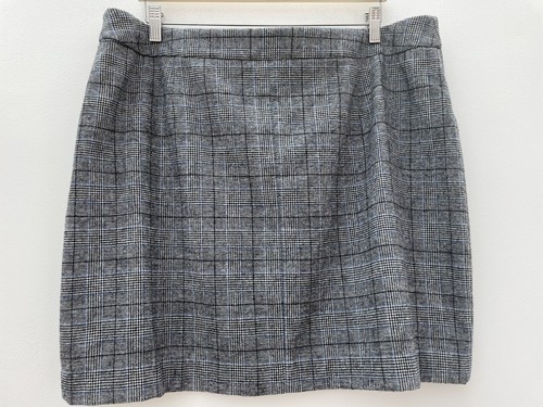 NEW M&S Plus Sz 20 Blue Grey Wool Blend Short Skirt L19” W40 Lined Plaid Check - Picture 5 of 5