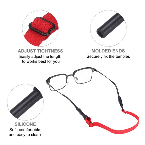 5pcs Glasses Strap Adjustable Spandex Eyeglass String for Men Women, Black - Bild 3 von 7