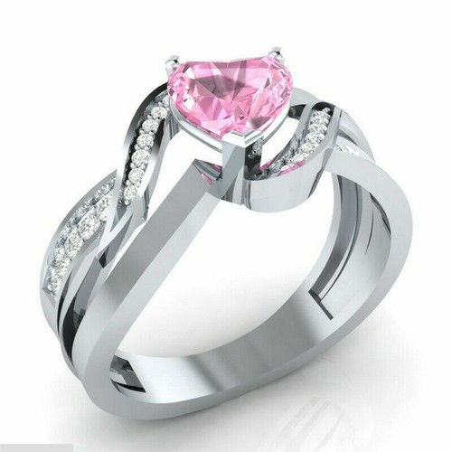 Anillo de boda mujer dama talla 6-10 regalos negro moda zafiro forma de corazón - Imagen 10 de 12