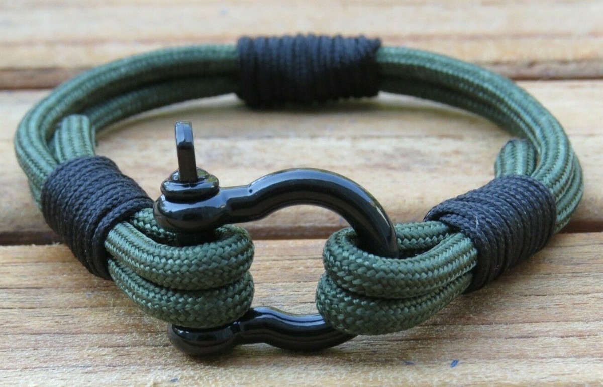 Paracord Survival Bracelet Olive Drab O.D. Adjustable Shackle