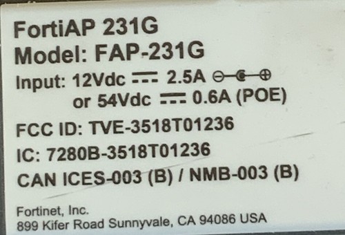 Fortinet FortiAP 231G Wi-Fi 6E Wireless Access Point White FAP-231G NS N3B - Afbeelding 3 van 3
