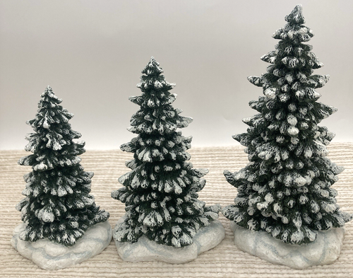 2002 Lang and Wise Colonial Williamsburg Snowy Trees 0506003 Set Of 3 With Box - Picture 3 of 18