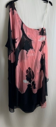 Halston Heritage Women's One Shoulder Dress, Pink/Black, UK 12, New - Picture 3 of 4