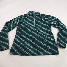 Eddie Bauer Sweater Womens Medium Long Sleeve High Neck 1/4 Zip Green Fleece