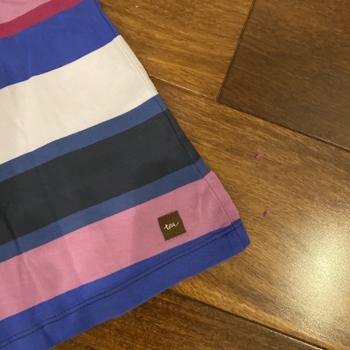 NWT Sz 10 Tea Collection Celebration Blue Striped Ruffle Sleeve Knit Dress - Picture 4 of 4