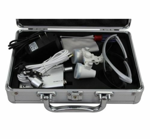 Dental Loupes Surgical Binocular glasses 3.5x 420mm LED Head Light lamp w// Case - Picture 3 of 9