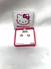 Hello Kitty Sterling Silver Earrings -Multi Color -Surgical Steel Backs New