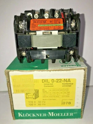 KLOCKNER-MOELLER DIL 0-22-NA *NEW* 10HP 3P CONTACTOR 120V COIL (10D5, 10D0)