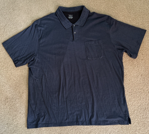 Van Heusen Herren XXL Blau Kurzarm Poloshirt mit Tasche Golf Freizeit